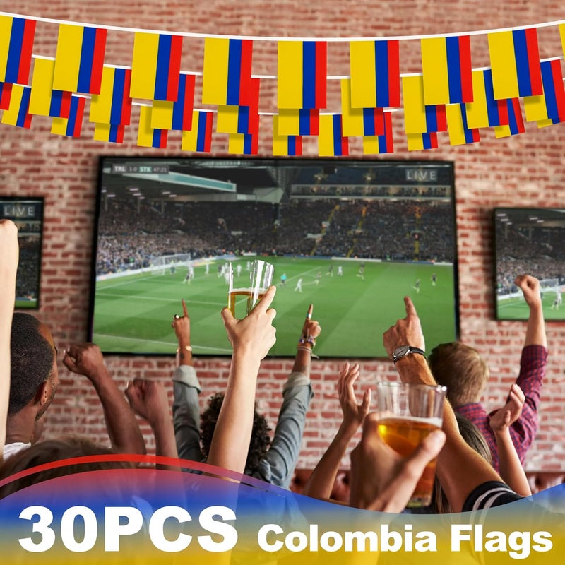 MVPRING Colombia String Flag Pennant Banner, Small Mini Colombian Flags Bunting Banner, National Country Decoration for School, Party, Sports Events, 33 Feet 30 Flags - Image 5